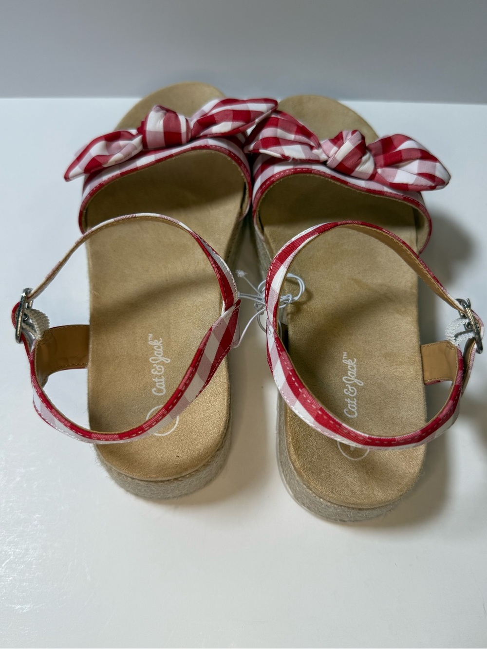 Women’s Red Gingham Bow Espadrille Sandals - Picture 5 of 8